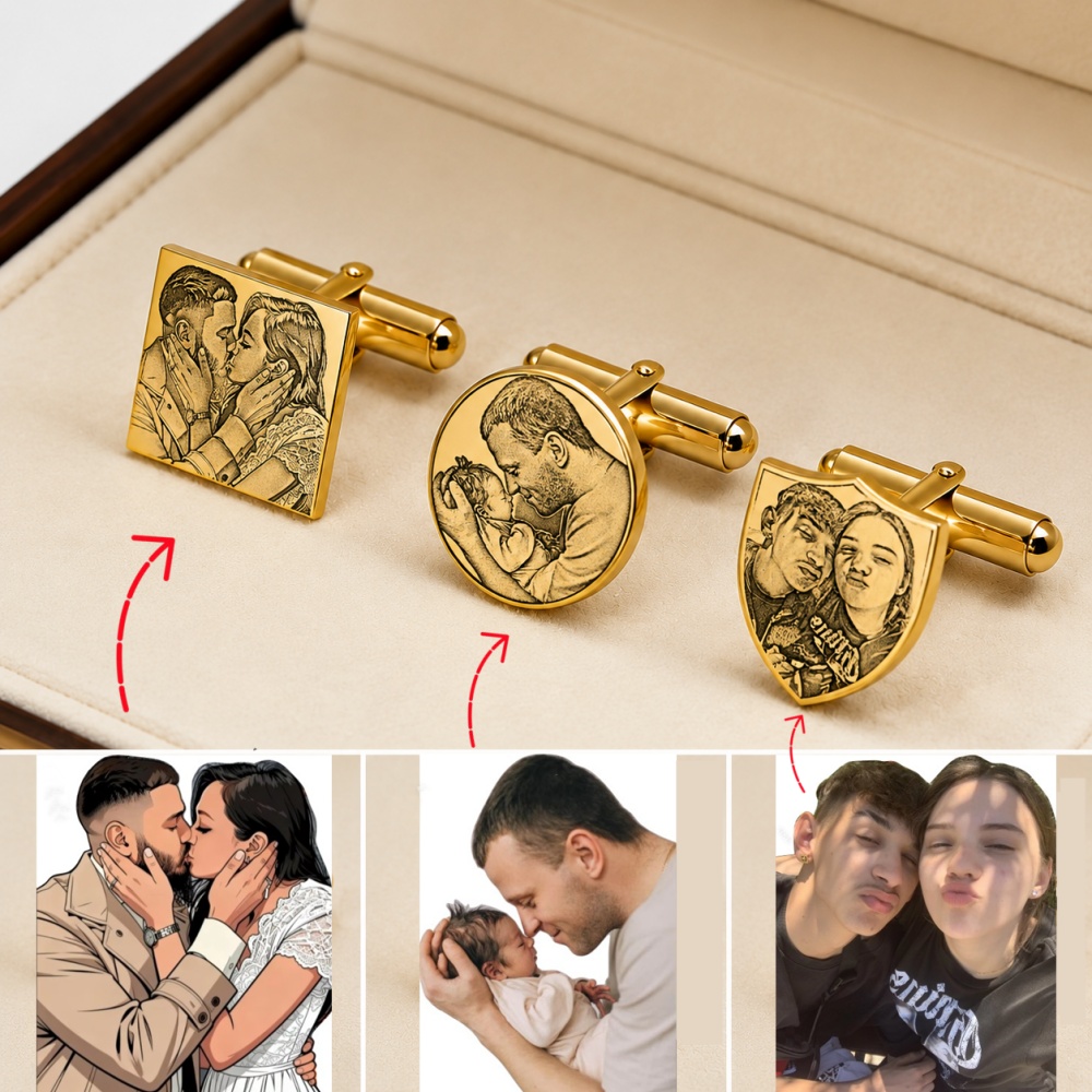 Men'S Grooming Pictures - Gemelos Personalizados con Foto Grabada para