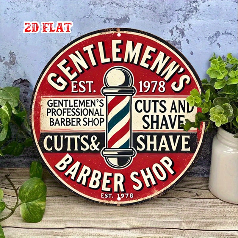Letrero redondo plano de alumi - Men'S Grooming Barbershop reseña y precio
