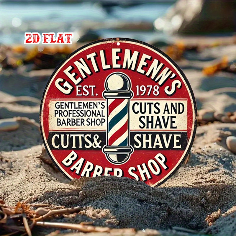 Letrero redondo plano de alumi - Men'S Grooming Barbershop reseña y precio